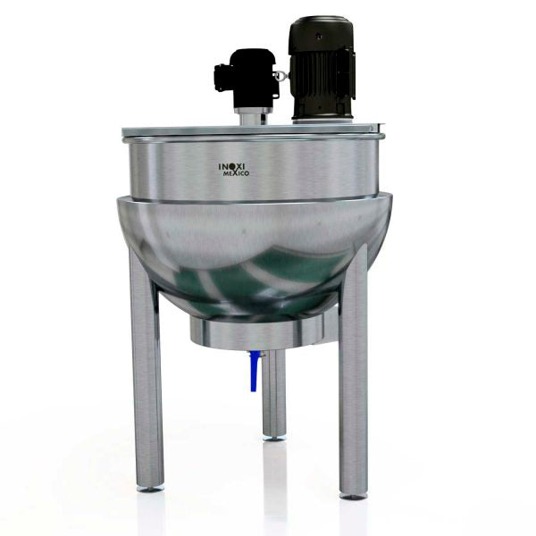 Marmita Semiesférica Eléctrica Fija 1,300L Nominales (1000L Útiles) con Emulsificador