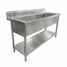 Tarja Completa Desarmable Acero Inoxidable 180x70x85cm con Entrepaño