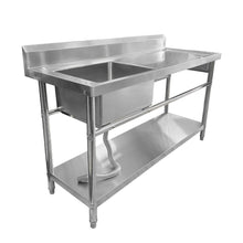 Tarja con Mesa Desarmable de Acero Inoxidable 180x70x85cm con Entrepaño